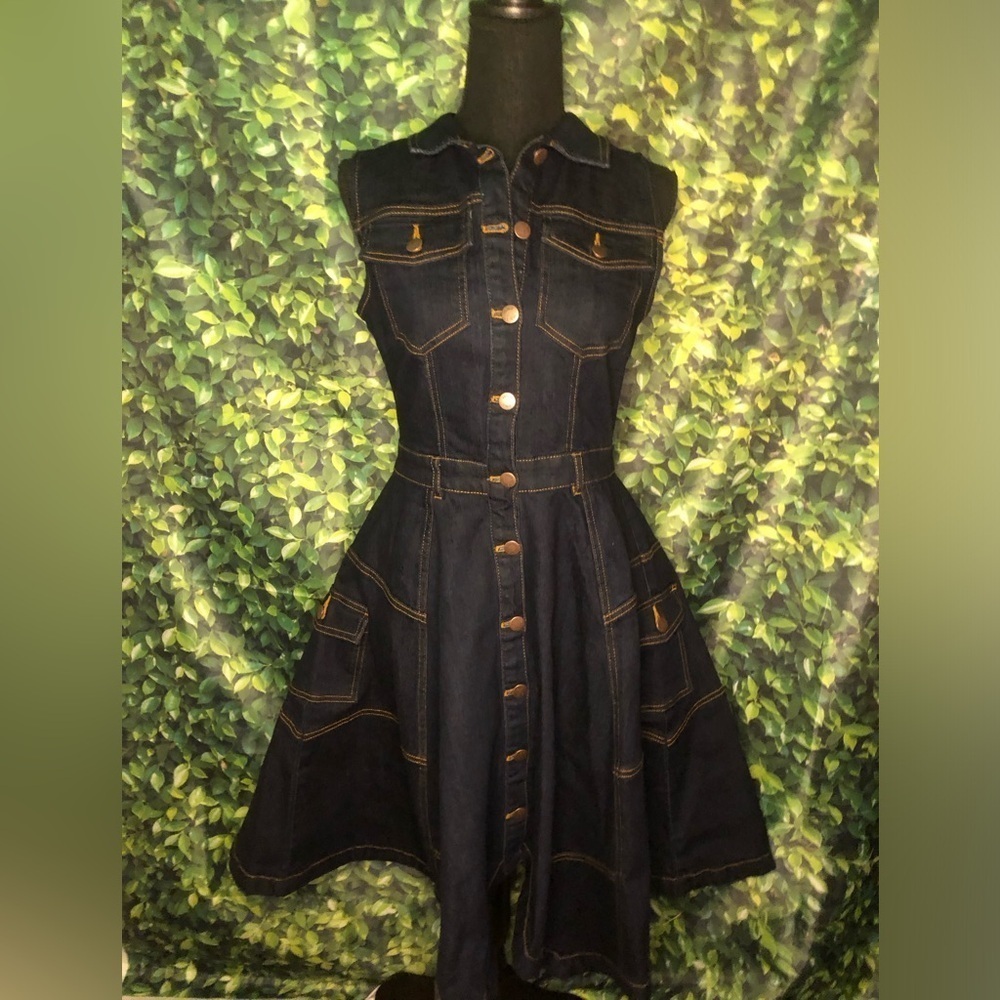 Denim Sleeveless Dress - Picture 2 of 16